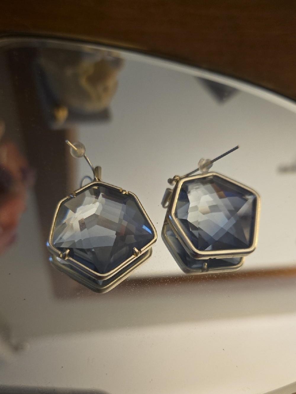 Kendra Scott Navy Faceted Hexagon Drop Earrings
